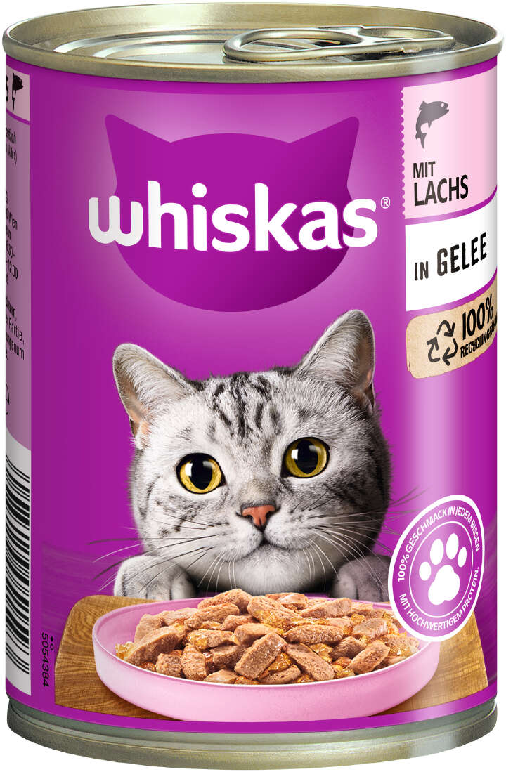 whiskas Katzen-Nassfutter 1+ mit Lachs in Gelee